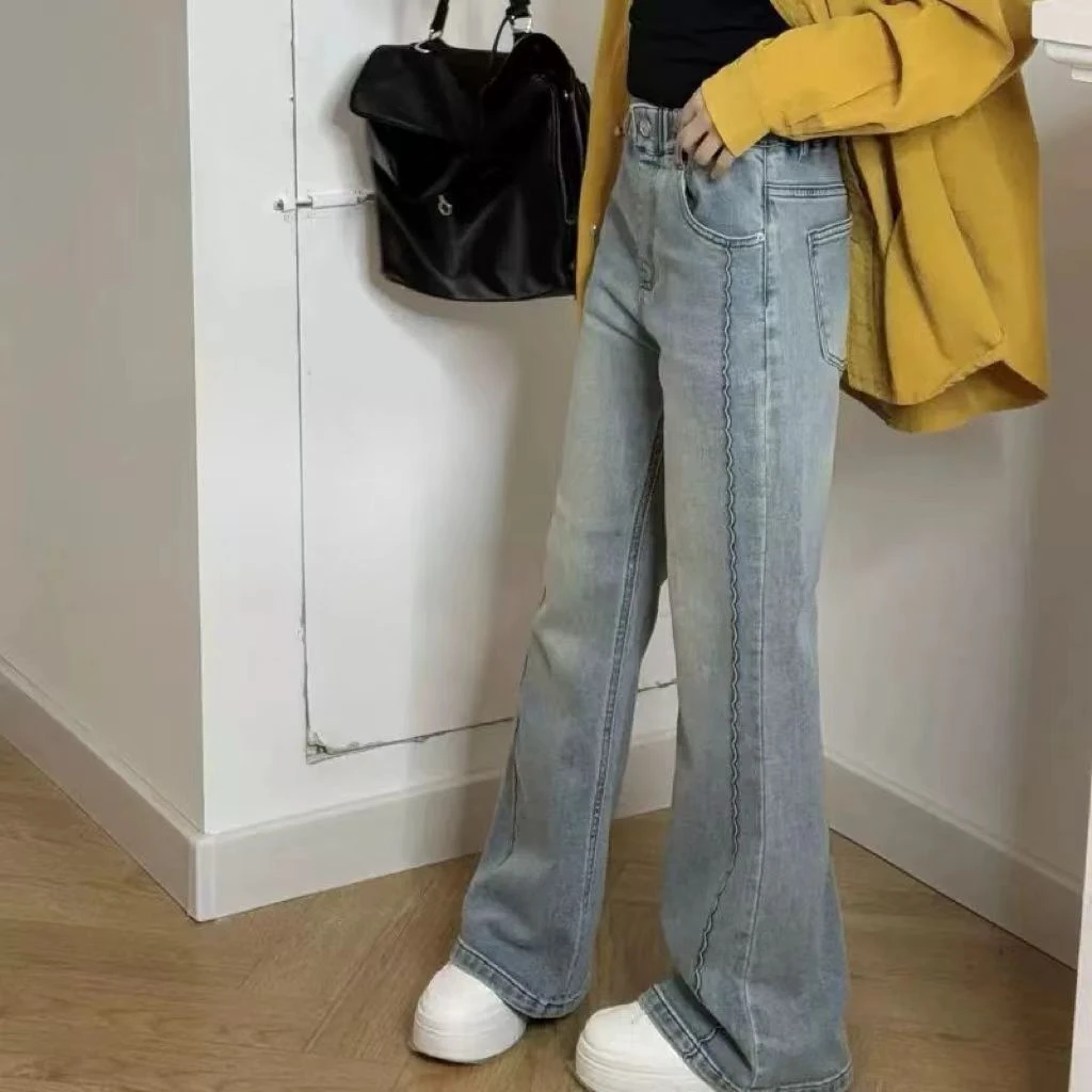 女童喇叭裤春秋2025新款儿童高腰牛仔裤修身洋气大童女孩时髦裤子