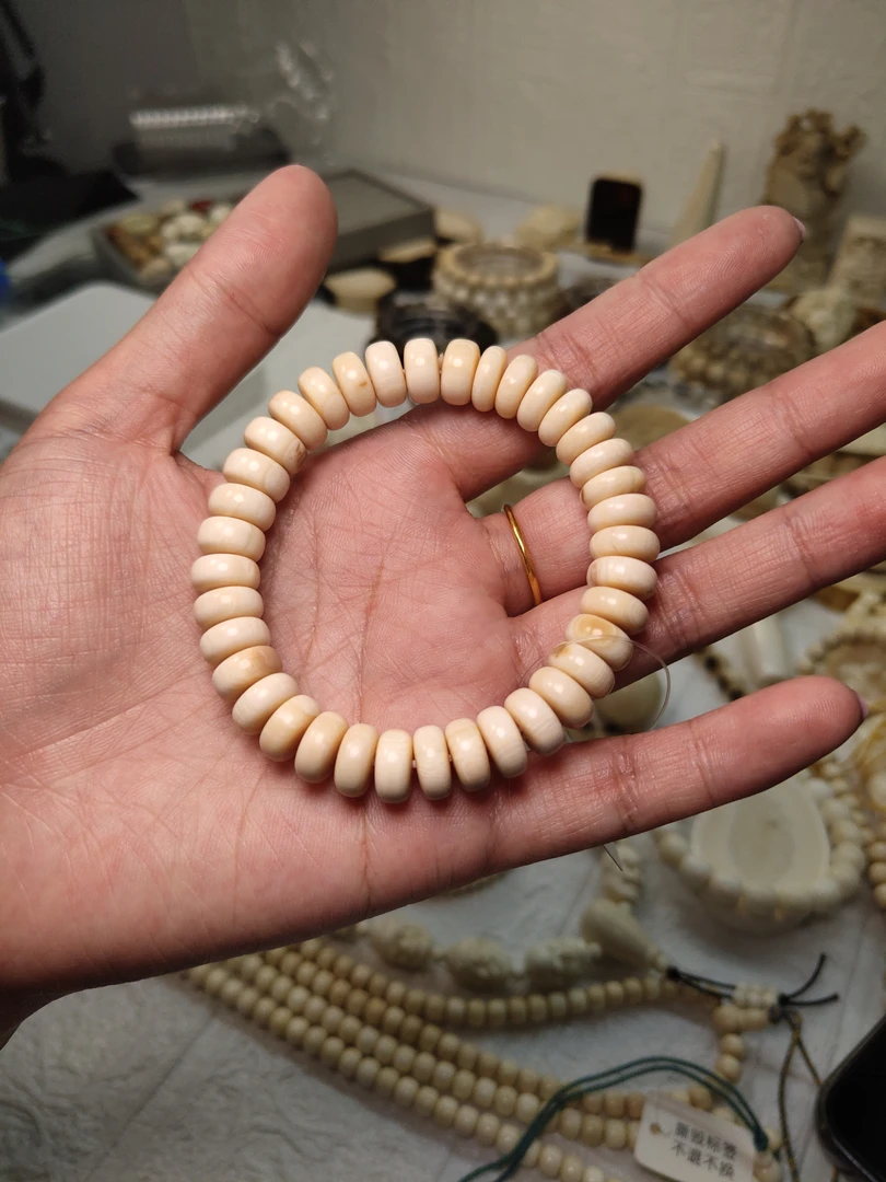 天然猛犸牙药片手串1.0