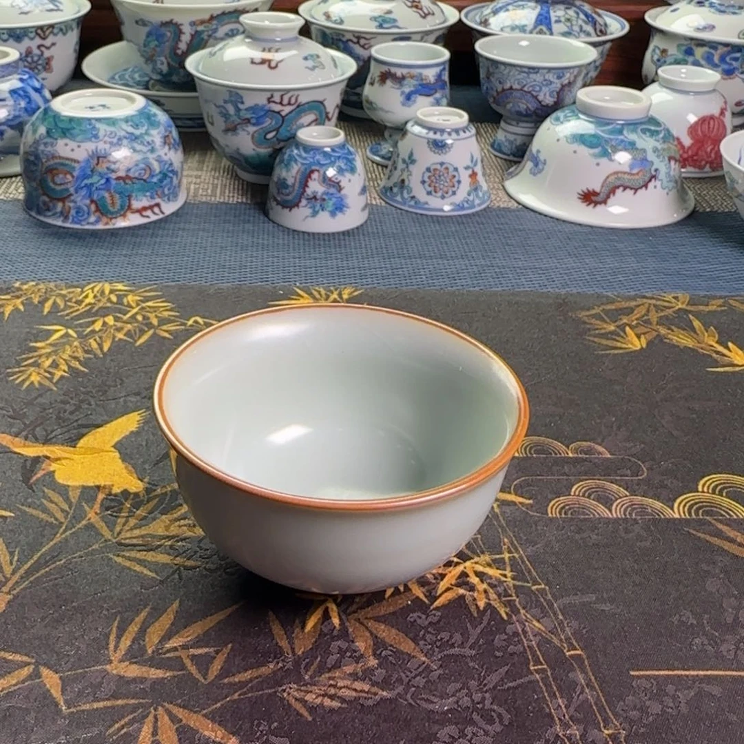 瓷片潺**水汝窑开片主人杯一个款式随机发