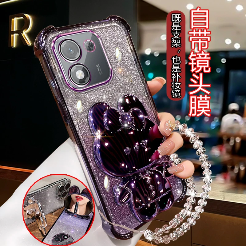 适用荣耀x70i手机壳创意女潮ABR-AN00卡通补妆镜H0NOR气囊防摔套