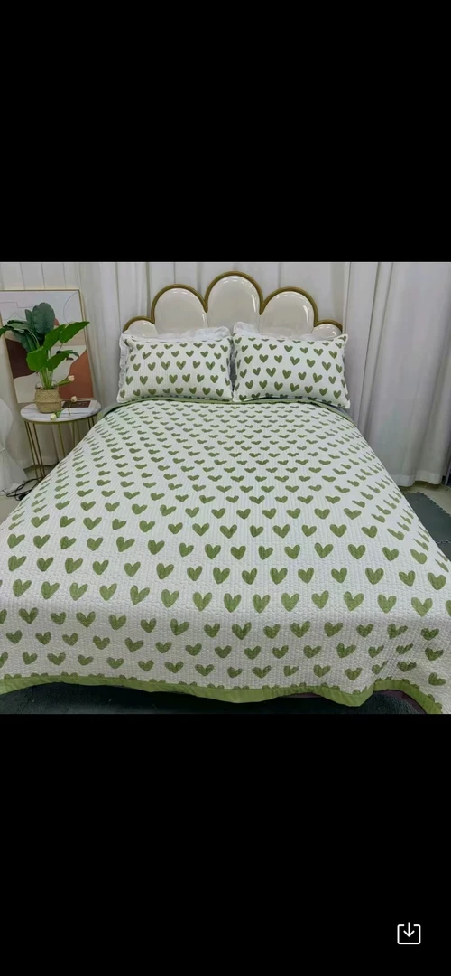 【绿色小爱心】200*230四季多功能绗缝针织加厚床盖