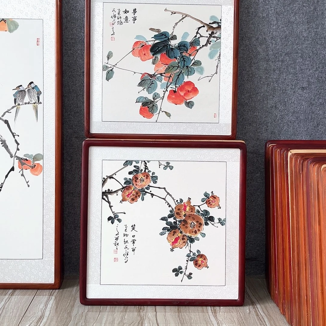 国画书画作品带框63×63