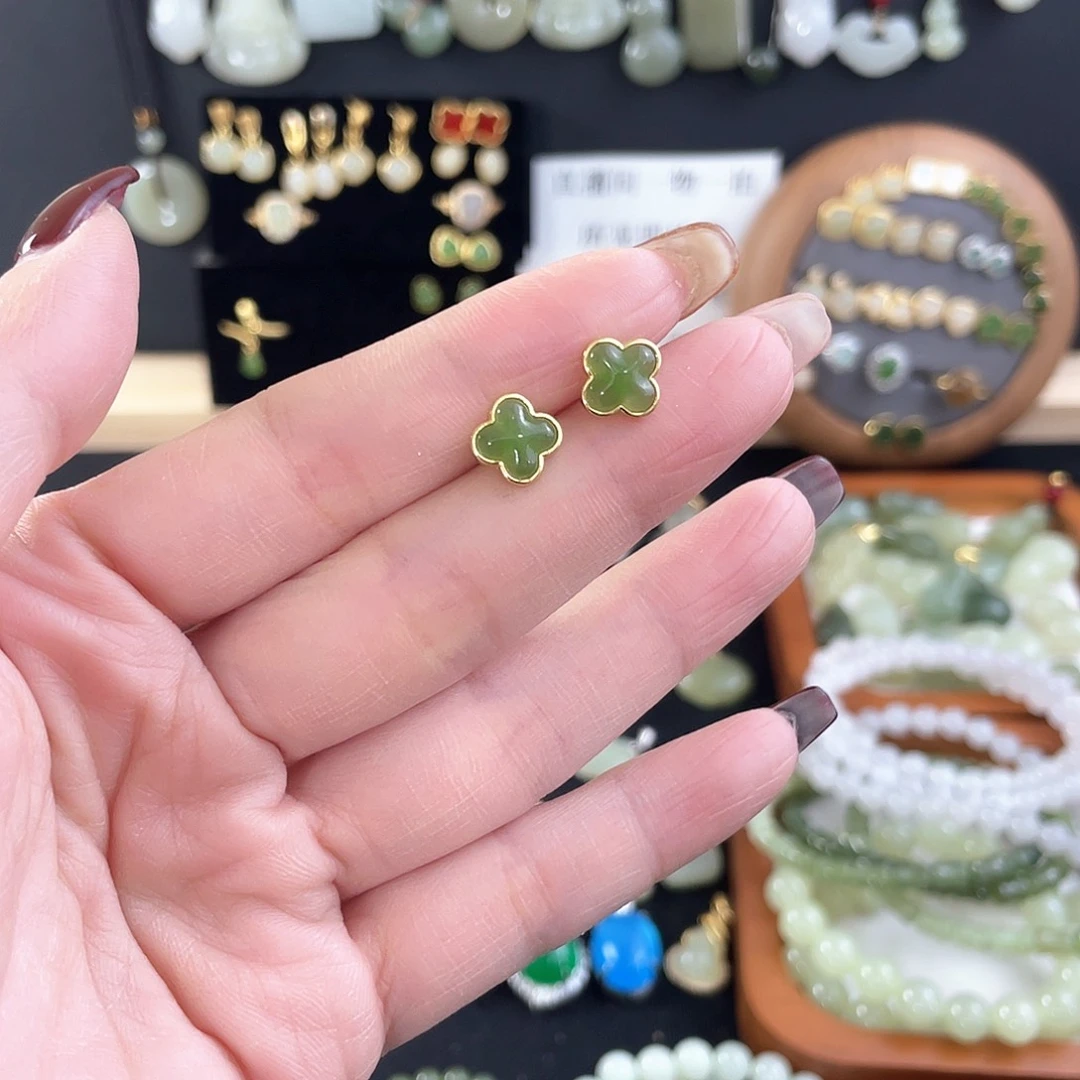 和田玉挂件银S925镀金镶嵌