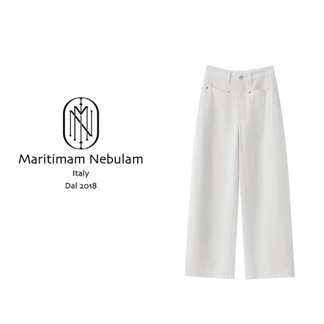 Maritimam Nebulam【黑标系列】 米白色牛仔长裤 XZ647