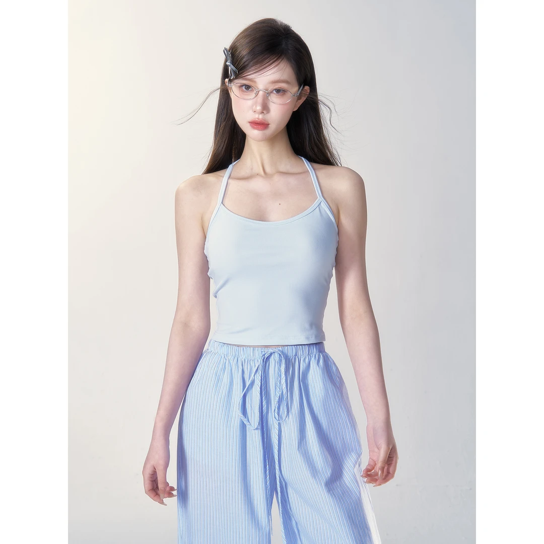 【小野莓】挂脖背心吊带女夏季修身显瘦外穿内搭短款上衣BO77202