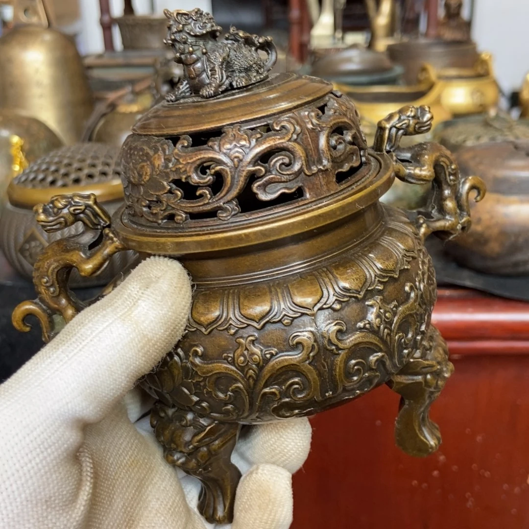 猫***长铜器工艺品摆件香炉摆件