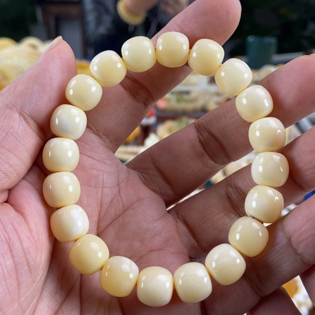 琥珀未镶嵌珠宝奇石11白蜡同料串16.37