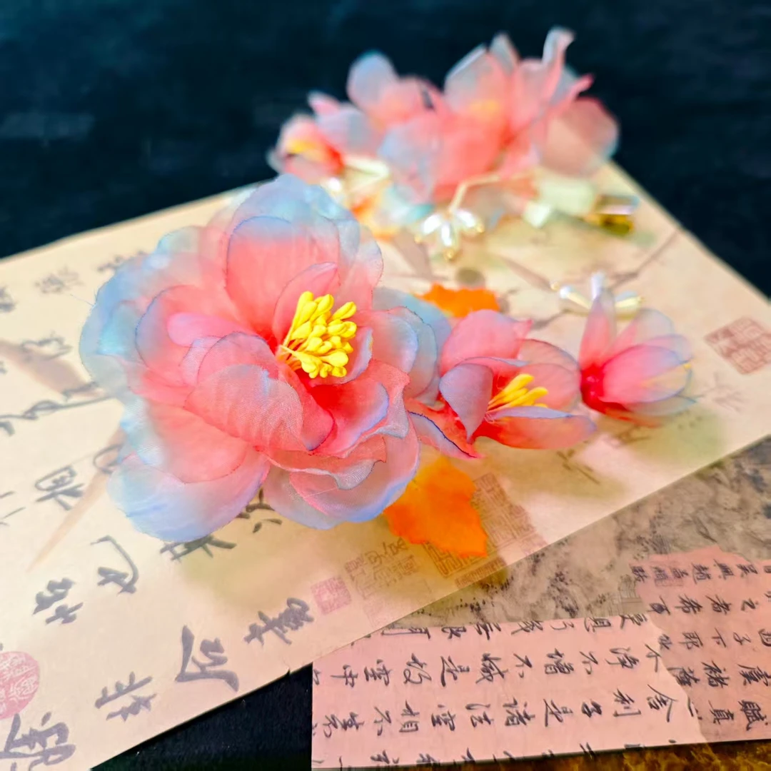 云鬓花古风饰品古装发饰仙气飘飘烫花 绯笺蝶使（孤品汉服发冠B333