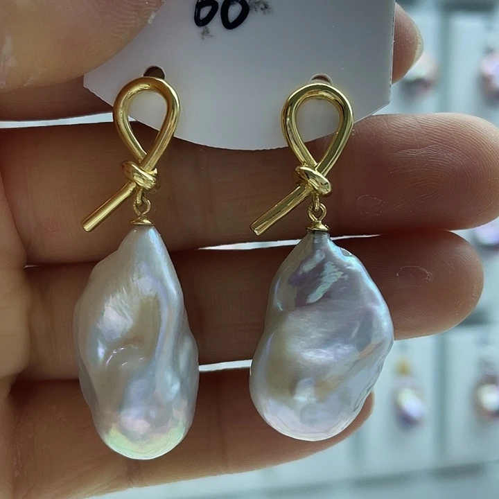 淡水珍珠耳饰银S925镶嵌