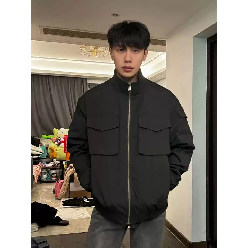 斌子同款机能工装外套男春秋美式刺绣飞行夹克cleanfit短款棒球服