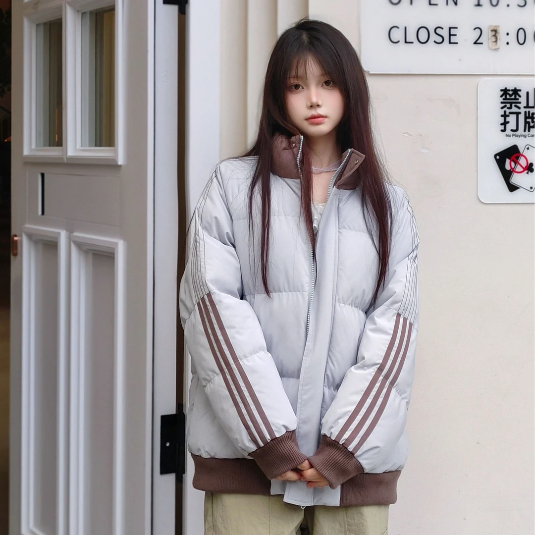 学院风短款情侣面包服棉服棉衣男女百搭立领保暖设计感上衣外套