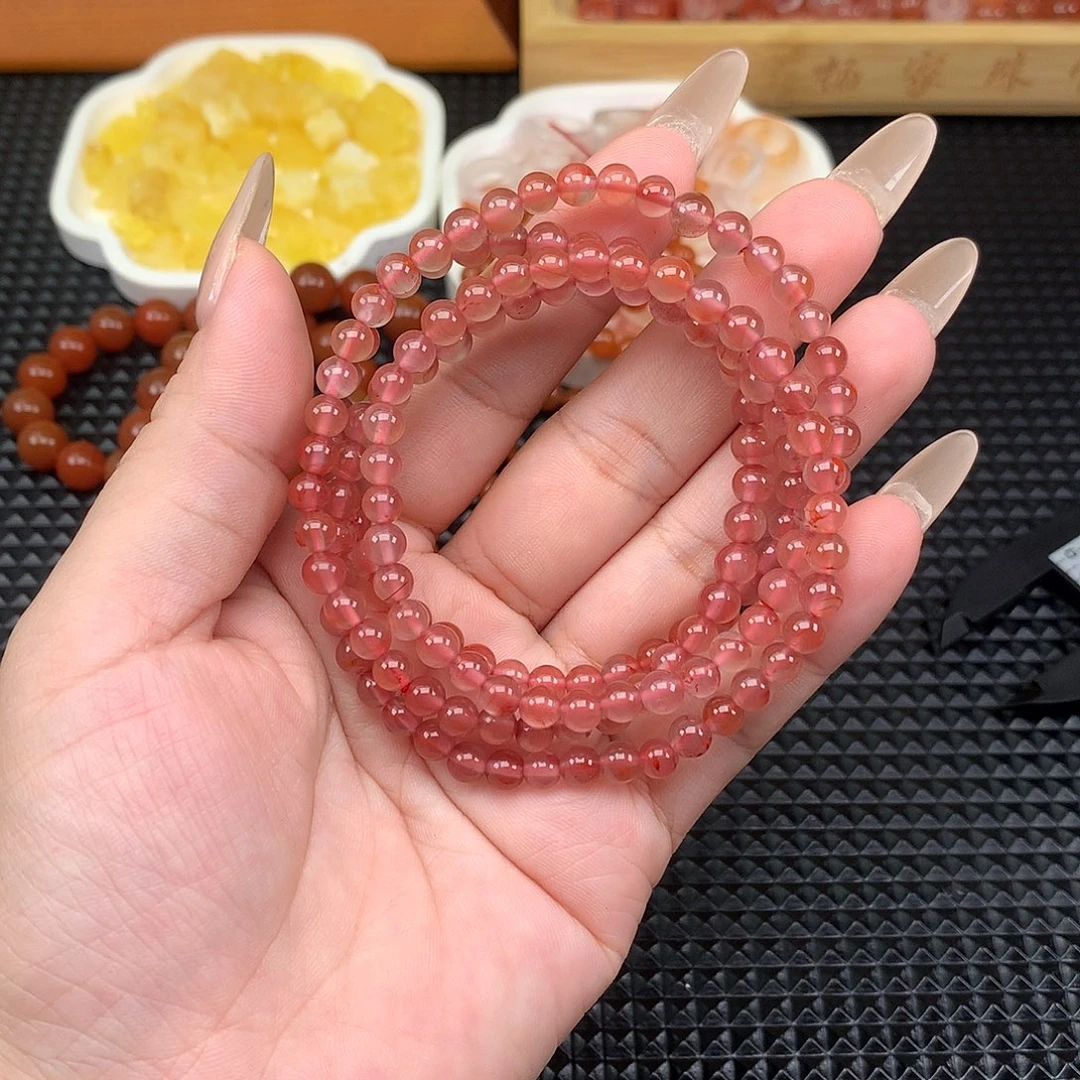 南红玛瑙未镶嵌手链多圈手串