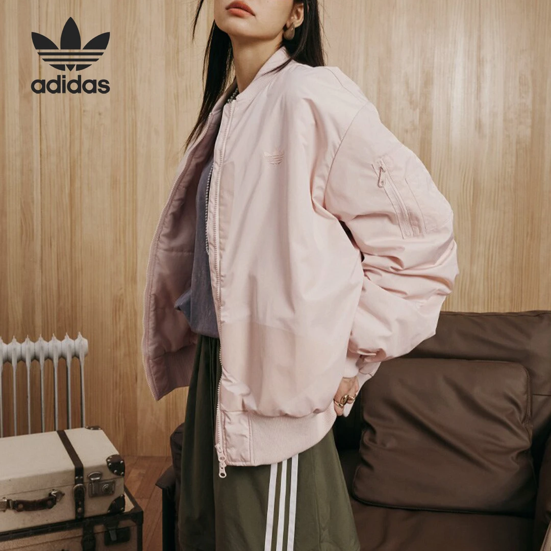 Adidas/阿迪达斯正品三叶草男女时尚立领运动夹棉外套JL8382