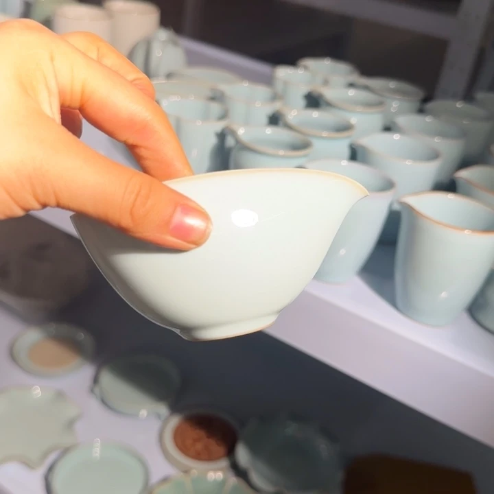 微瑕天青水滴公道杯