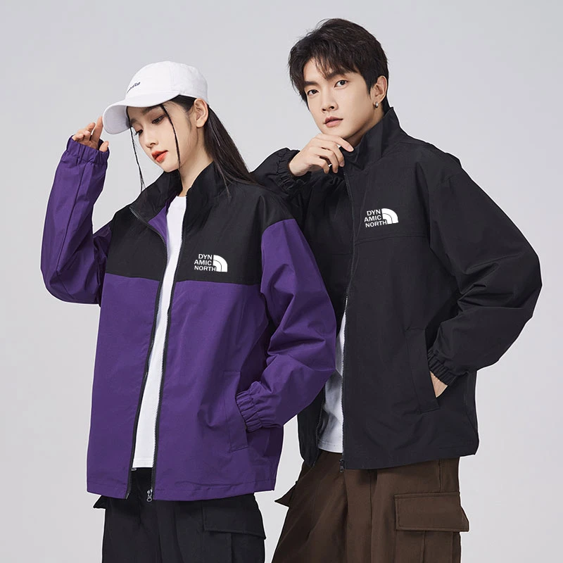 动感北面冲锋衣春秋秋季立领夹克上衣撞色工装男女同款夹克春季