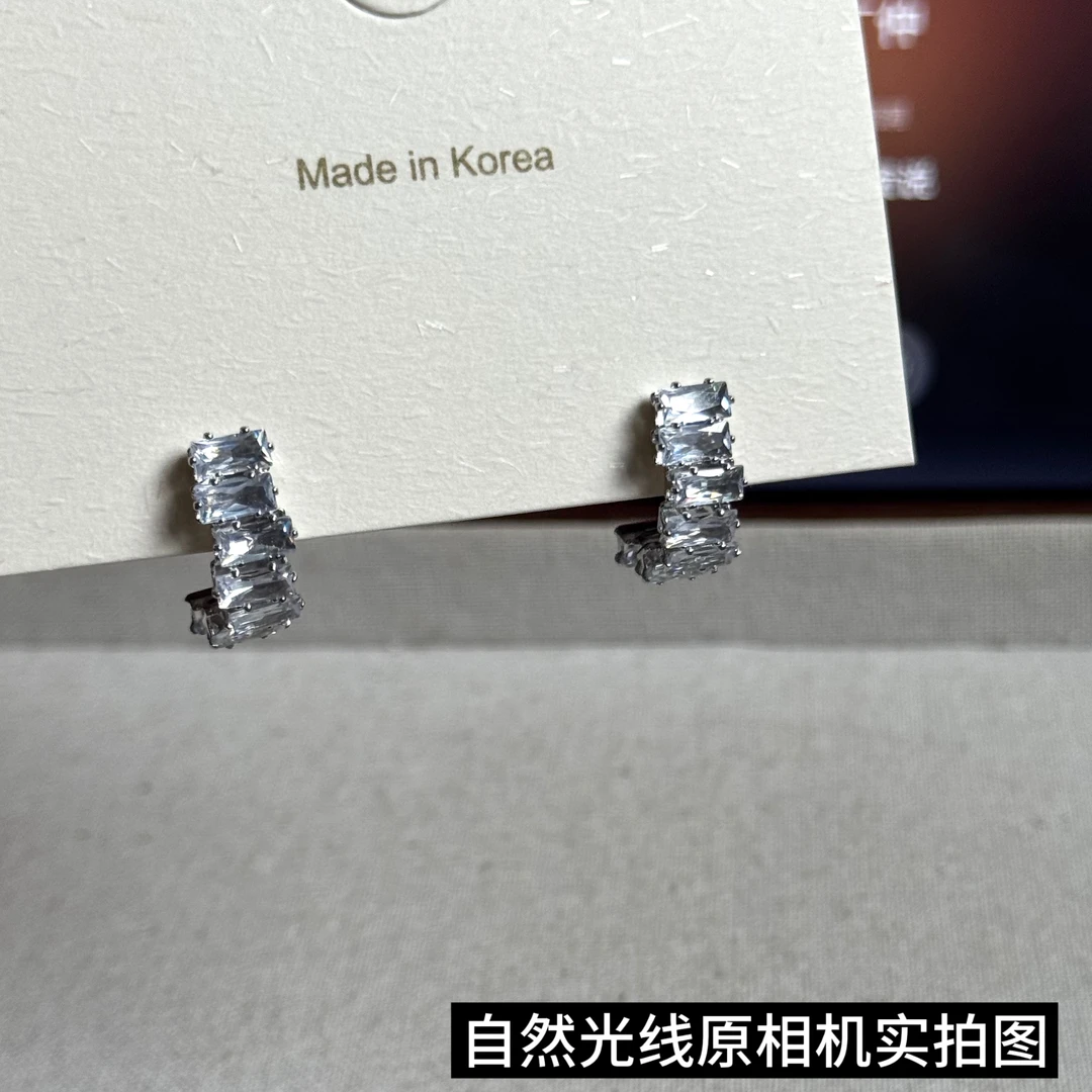 铜合金耳饰 高级感精致耳环锆石超闪耳饰-E036