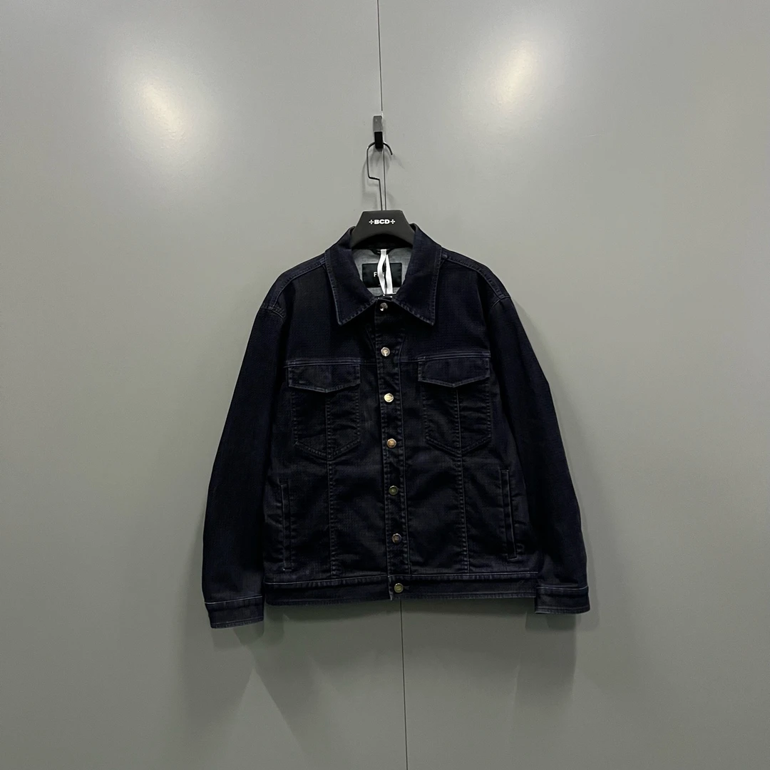99新 FENDI/芬迪 楠6 藏青色植绒夹克 52码/98新/019452