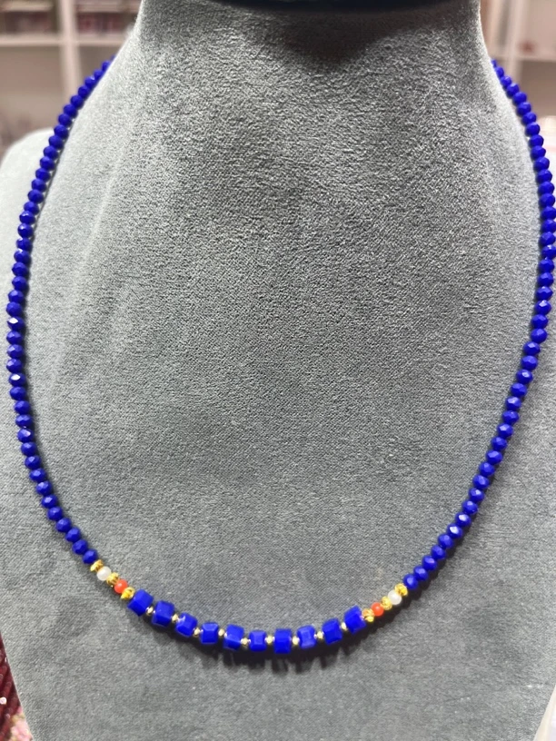 时尚设计款 青金色3m刻面项链