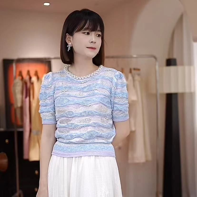 夏季针织钉珠上衣-夏季针织钉珠上衣0415