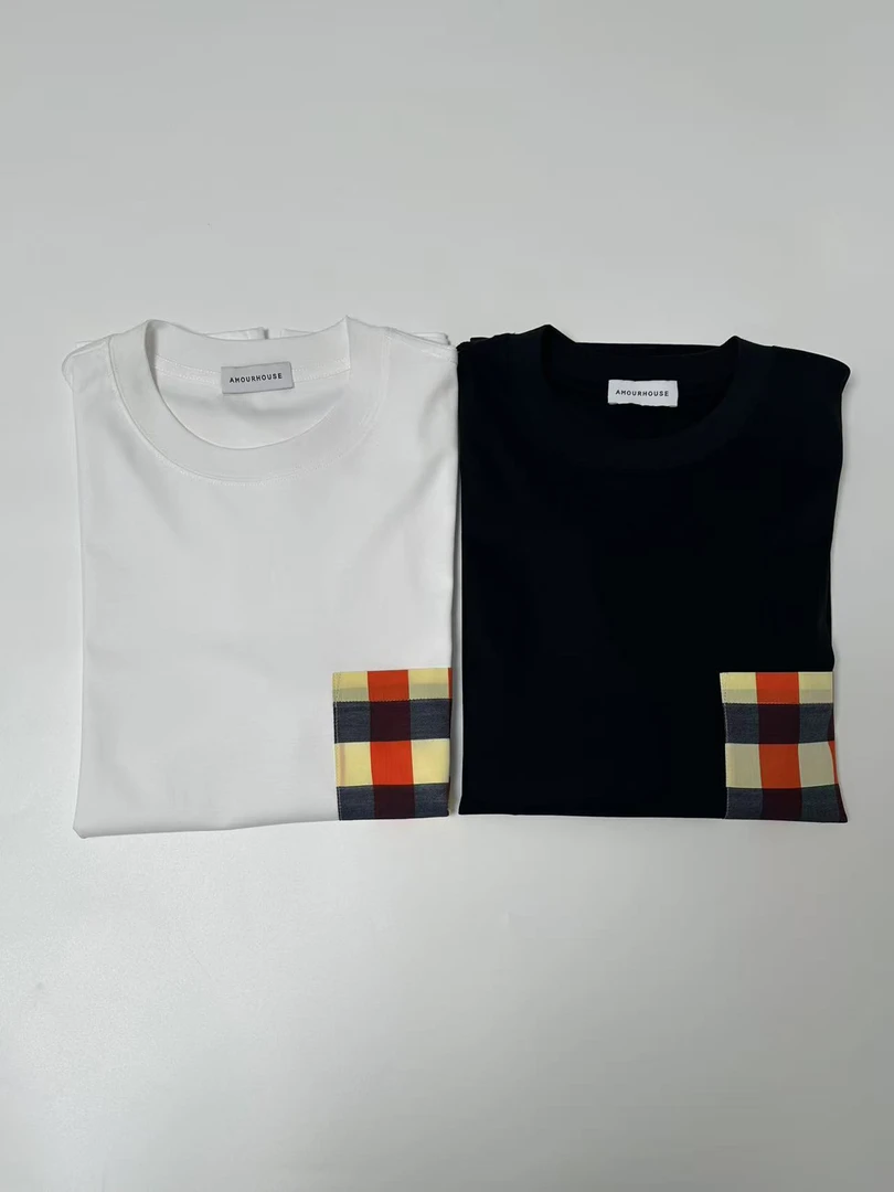 2025夏季新款贴袋凉感双面100精梳长绒棉230克时尚微落肩】T恤