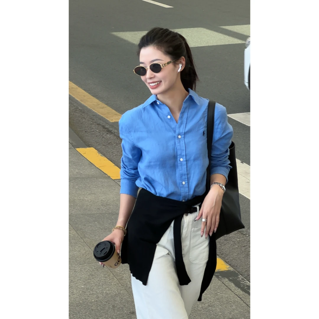 Yihouse【至简美学】通勤宽松长袖防晒衬衫女款翻领衬衣Y8350