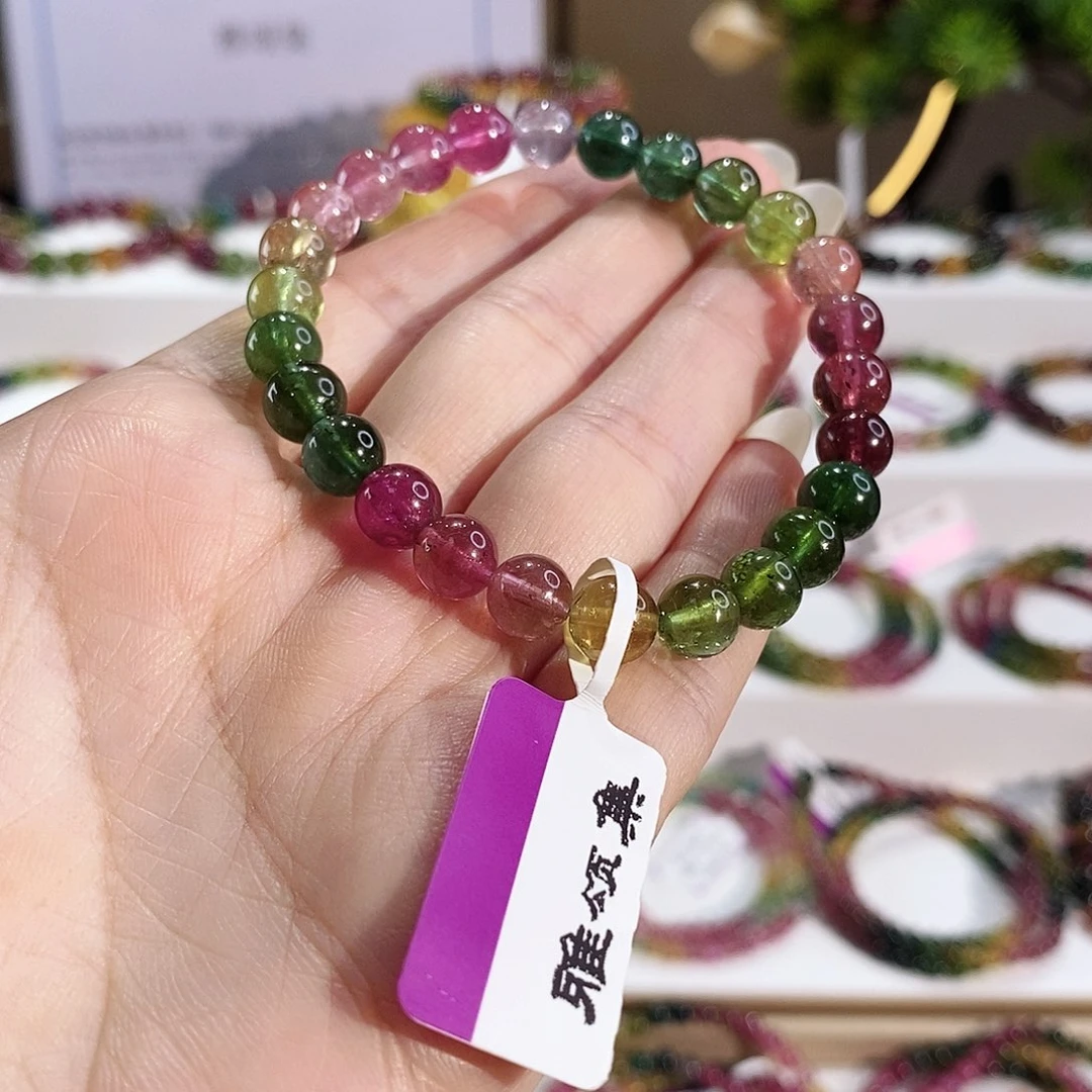 碧玺未镶嵌手串G2441素圈颜色微差