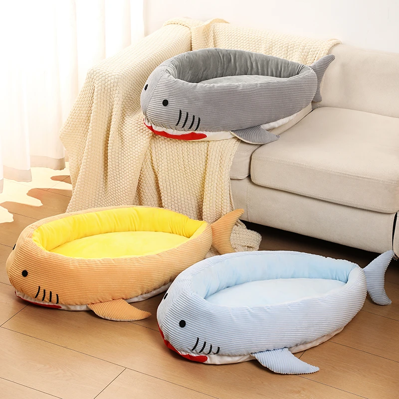 娅优卡通鲨鱼猫窝冬加厚保暖半封闭安全感小型犬睡觉的狗窝宠物窝
