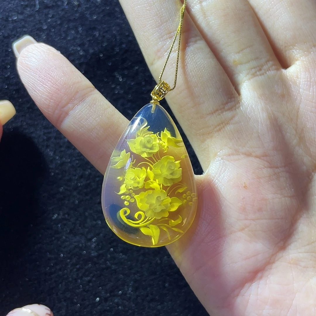 蓝珀珠宝奇石18K金镶嵌