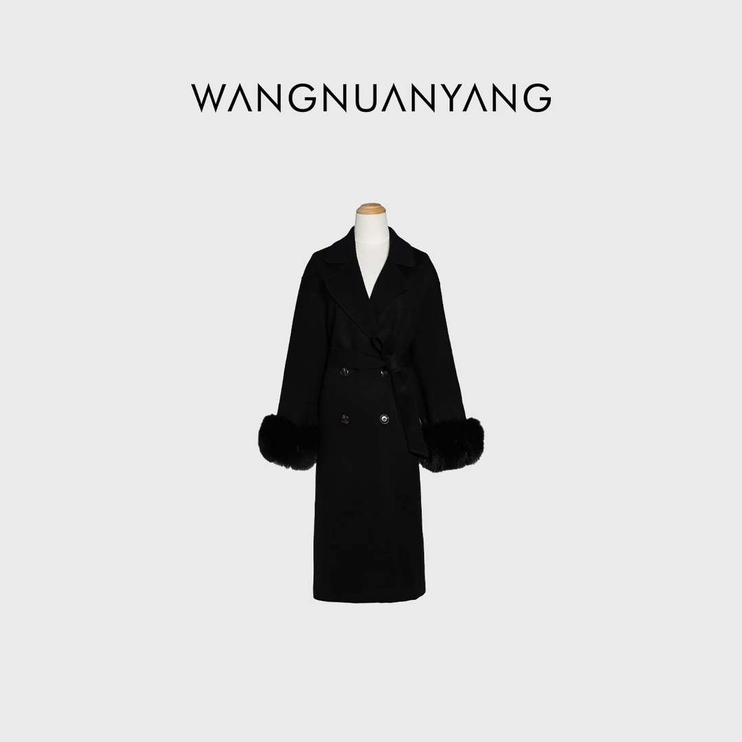 【WNY STUDIO】夜曲｜狐狸毛中长款羊毛双面呢大衣（23N80106）