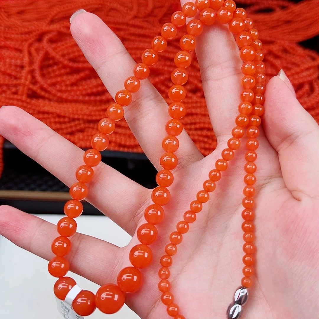 南红玛瑙未镶嵌颈饰滴水洞塔链