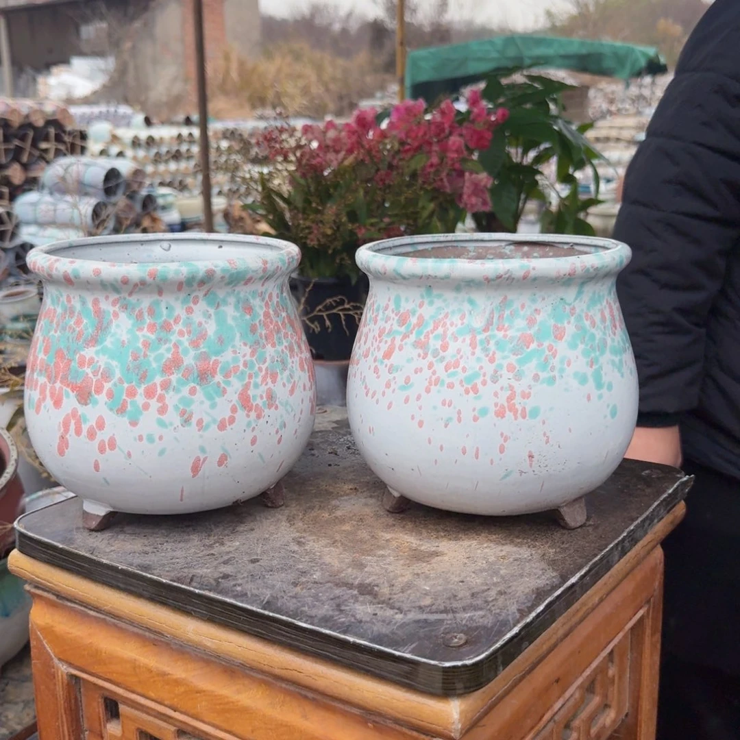 紫砂花盆口15高15（两个蜜豆粉