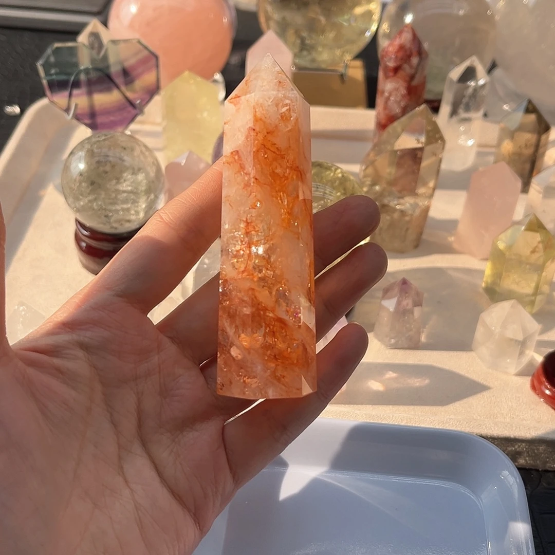 珠宝半成品未镶嵌水晶118黄胶花柱