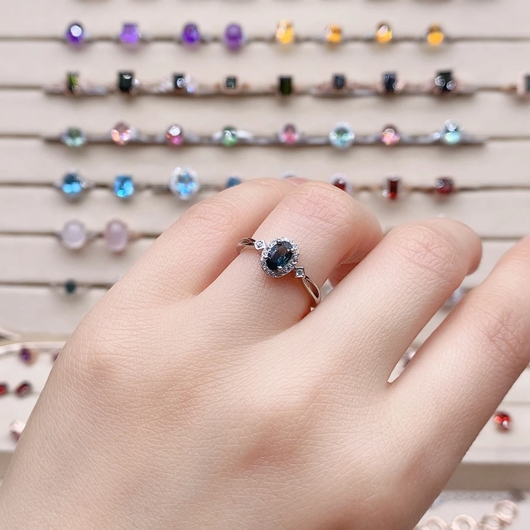 银S925镶嵌戒指蓝宝石戒指