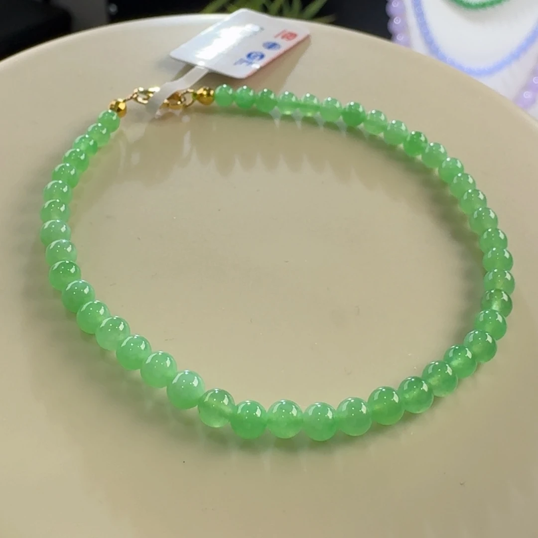 翡翠手链未镶嵌冰绿小米单圈