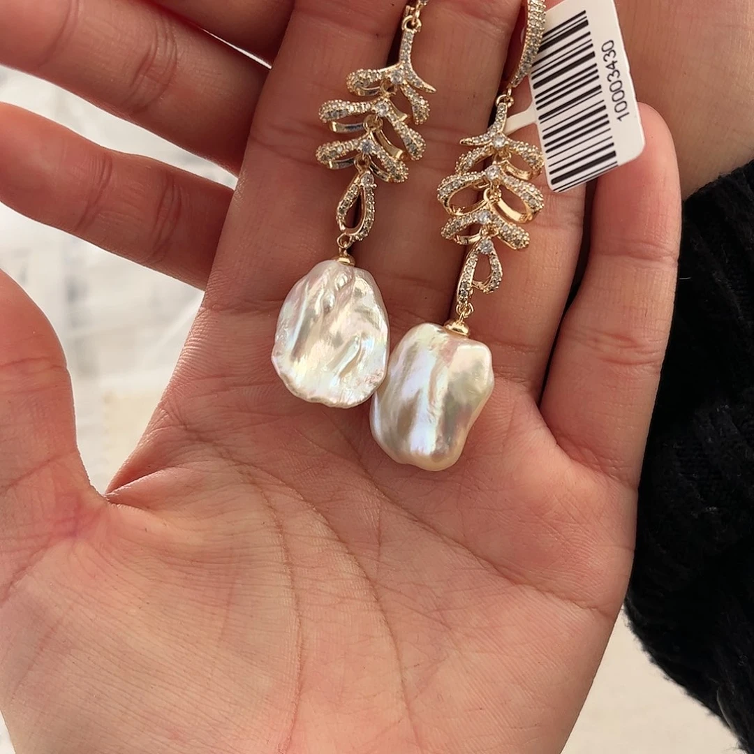 淡水珍珠耳饰合金