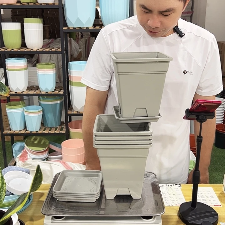 方盆口16高18灰白色5个带托