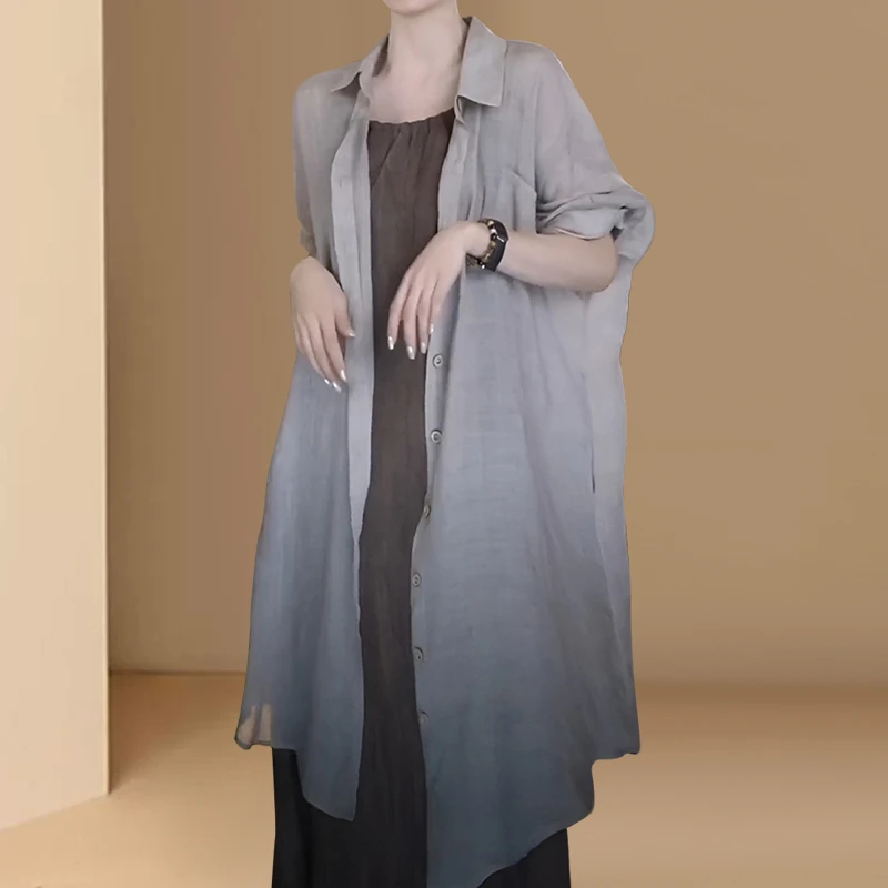 复古气质衬衫外套2025新款女春夏薄款防晒衬衣宽松休闲慵懒风上衣