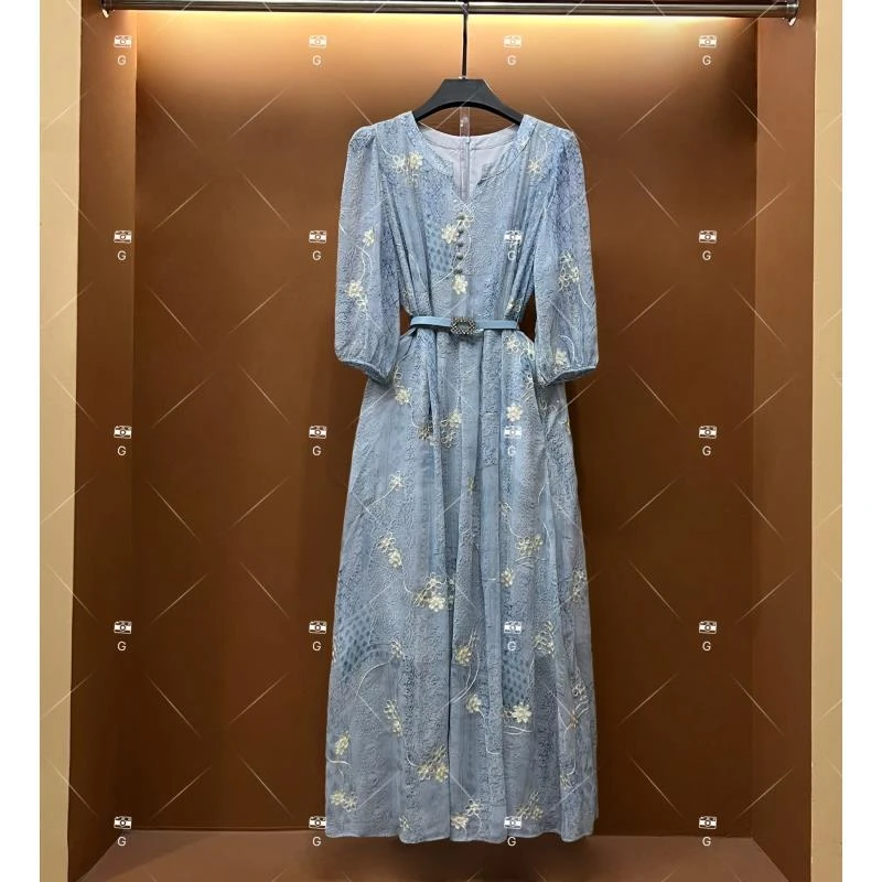 春夏丨设计师轻奢法式印花女士连衣裙 GS-56099