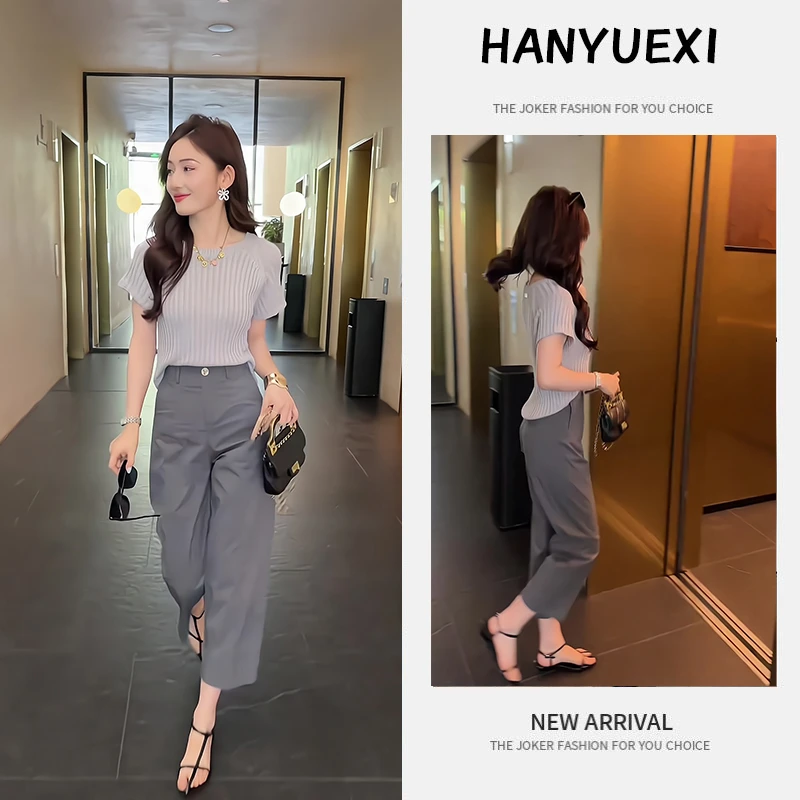 夏季一整套女装2025年新款韩版减龄气质时尚短袖上衣休闲裤两件套
