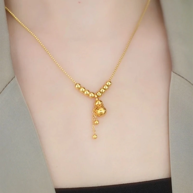 钛钢项链 流苏葫芦骨链项链锁骨链网红饰品配饰时尚百搭项链控