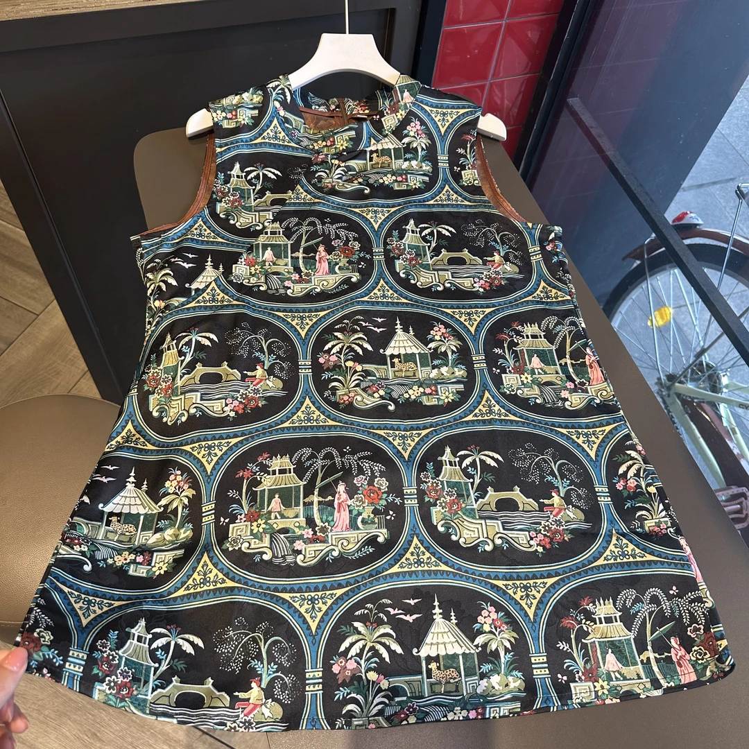 【视觉盛宴 奥黛】气质中式显瘦立领斜襟提花手工扣中长款上衣JY