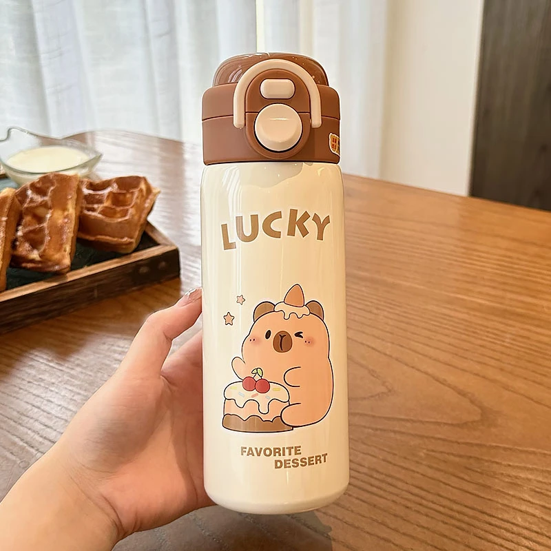 新款儿童316不锈钢保温杯吸管上学便携高颜值水杯小学生双饮杯子