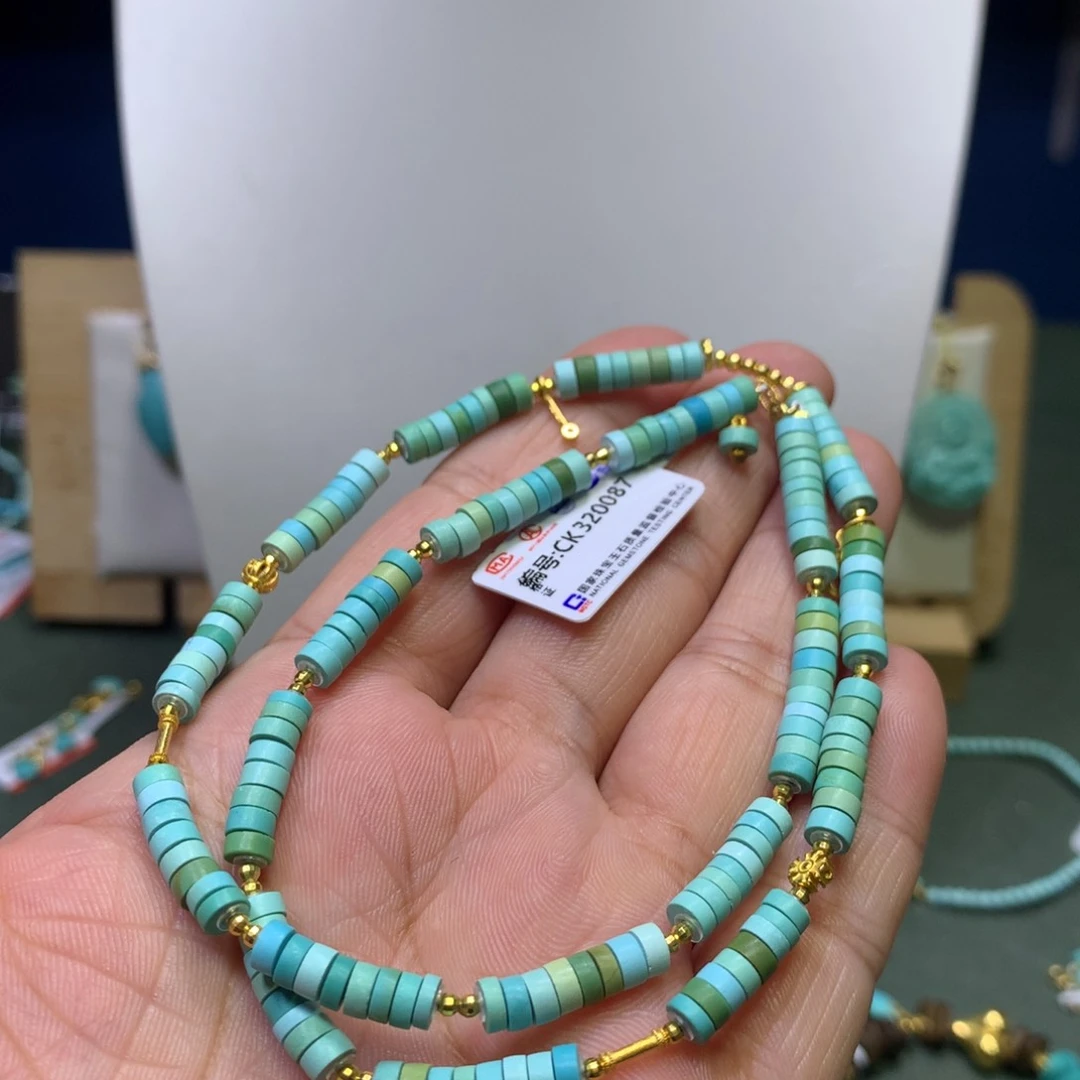 绿松石项链45mm18K金镶嵌