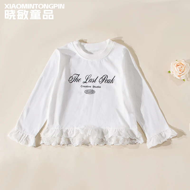 字母印花花边T恤3C3762