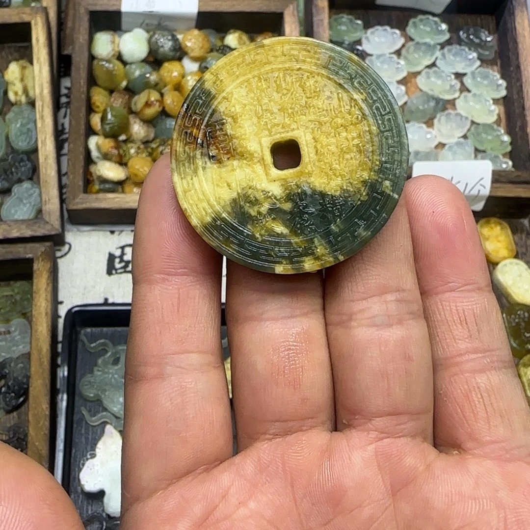 蛇纹石玉未镶嵌岫玉挂坠饰品diy