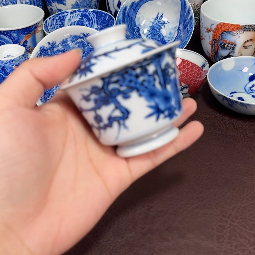 现代景德镇陶瓷盖碗