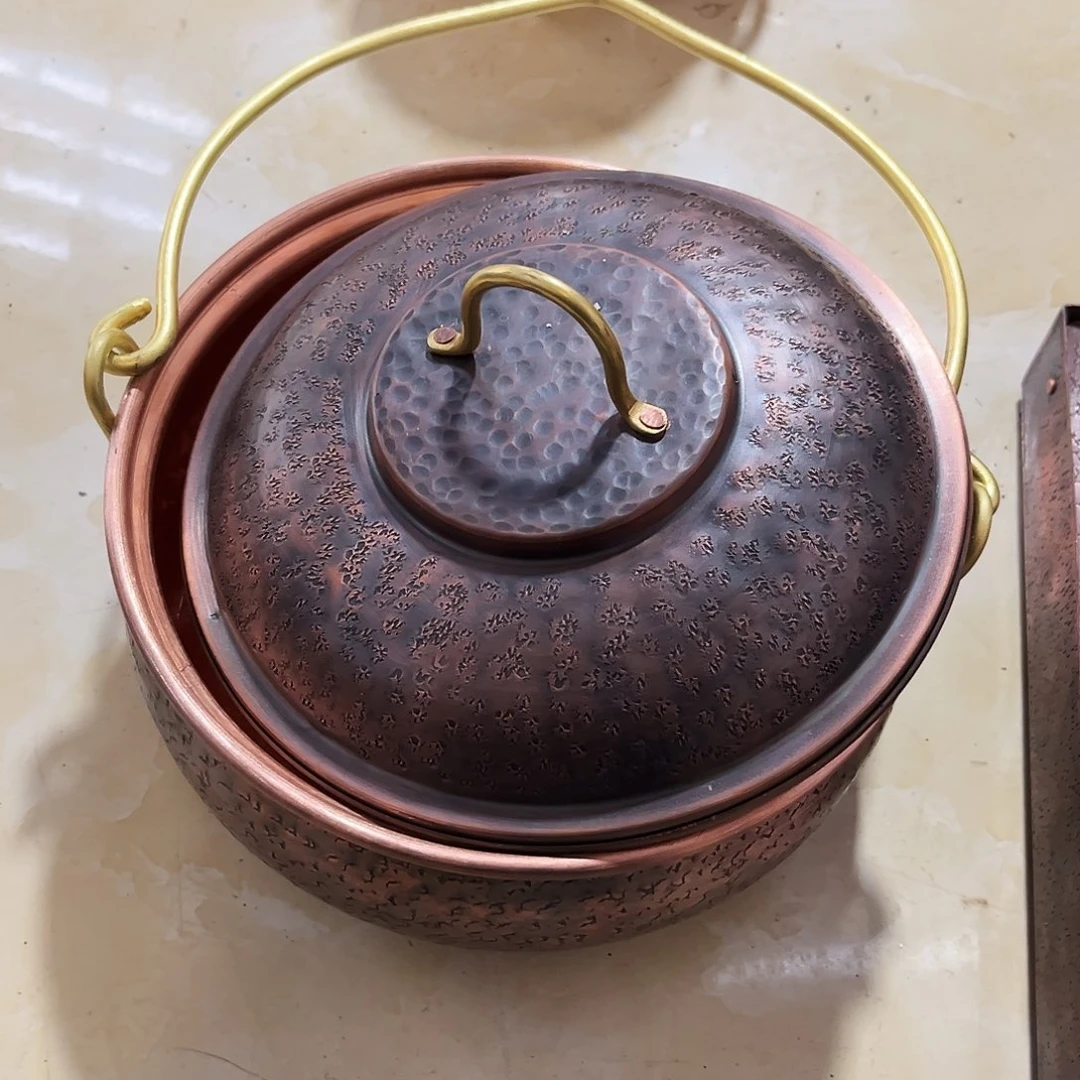 紫铜手工锻打工艺提梁吊锅