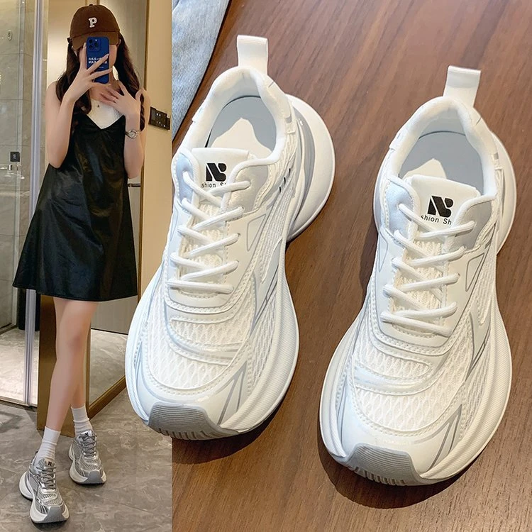 运动鞋女鞋子2025新款爆款夏季透气网面鞋厚底轻便跑步休闲老爹鞋
