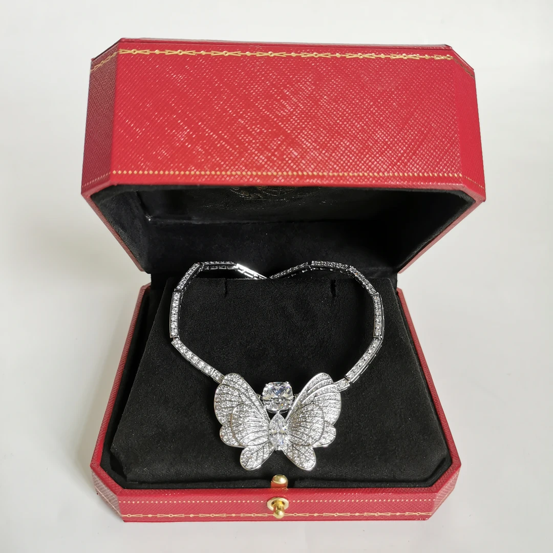 3056【项链】轻奢精品 白金色女士项链四件套送耳环戒指手链