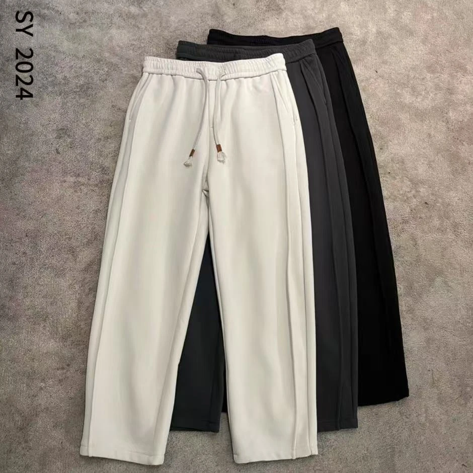 SY丶秋冬季新款加绒加厚男士百搭卫裤宽松潮流纯色直筒休闲裤1089